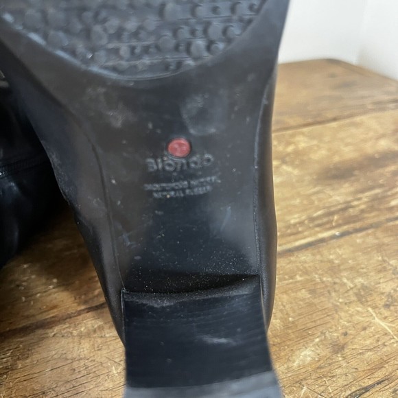 Blondi Knee High Tall Black Leather Heeled Boots Size 8.5 Zip up calf & Lace up - Picture 9 of 13